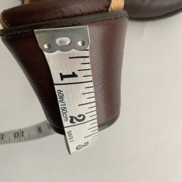 Frye Clogs Leather Slip-on Chunky Braid Studs Logo Shoes Brown 10 - Picture 9 of 15